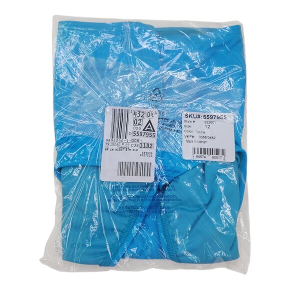 Lands End High Waisted Bikini Swim Bottoms Size 12 Turquoise Chlorine Resistant - Picture 9 of 10